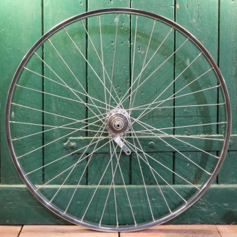 Hinterrad 26 Zoll (559), für Drahtbereifung, SCHÜRMANN Stahl-Felge, verchromt, Nabe SACHS S 3-Gang, NOS 