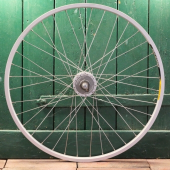 Vorderrad, "Alexrims DM 18", 26 Zoll (559), Alu, Hohlkammerfelge, Shimano DH 3N30, Nabendynamo, NOS 