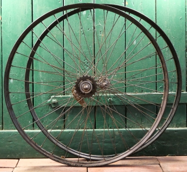 Laufradsatz 26 Zoll (559), Stahlfelgen für Drahtbereifung, 1949, für Ballonrad, gebr. 