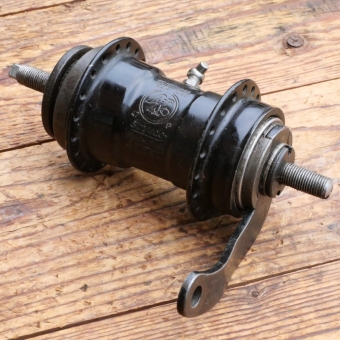 Nabe Hinterrad Fahrrad, F+S Torpedo Mod. 09 , Bj. 1947, schwarz lackiert, gebraucht 