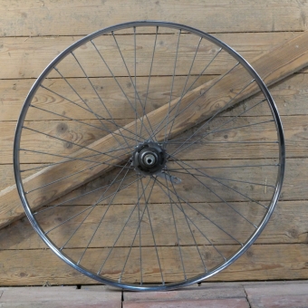 Hinterrad, 26 Zoll (559), 80er J., Felge SCHÜRMANN verchromt, Breite 29 mm, Nabe F&S 3-Gang Mod. S,  gebr. 