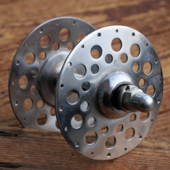 Nabe Vorderrad, Renak Hochflanschnabe, für Radball, verchromt, original 50er/60er Jahre, 36 Loch, NOS 