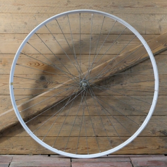 Vorderrad für Drahtbereifung 28 Zoll (635), 1970er/80er J., für Hollandrad, Westwood-Felge weiß, NOS 