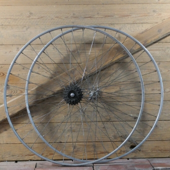 Laufradsatz für Schlauchbereifung 27 Zoll (630), 1950er/60er J., für Rennrad, GRÜNERT-Felge, F.B.-Naben, gebr. 