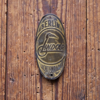 Steuerkopfschild LINDCAR, 20er/30er Jahre, Originalschild aus Sammlungsbestand 