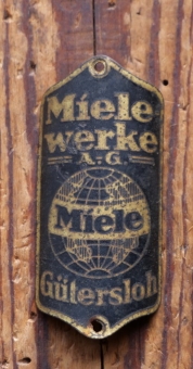 Steuerkopfschild Miele, 30er-50er Jahre, Originalschild aus Sammlungsbestand 