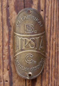 Steuerkopfschild LIPSIA, 20er/30er Jahre, Messing, Originalschild aus Sammlungsbestand 