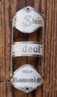 Steuerkopfschild IDEAL/R. Stein, Waren, 10er/20er Jahre, Messing vernickelt/lackiert, Originalschild aus Sammlungsbestand 