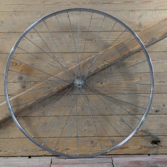 Vorderrad 27 Zoll (630), 70er J., für Rennrad, SCHÜRMANN Super Drahtreifenfelge, verchromt, Nabe: UNION verchromt, gebr. 