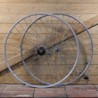 Laufradsatz 28 Zoll (622), 50er J., Felgen: Weinmann Alu,  Naben: F&S, Torpedo 3-Gang Mod. 55, gebr. 