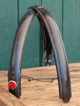 Schutzbleche Satz ADLER, 28 Zoll, Herrenausführung, 40er/50er J., schwarz, Linien weiß, gebr. 