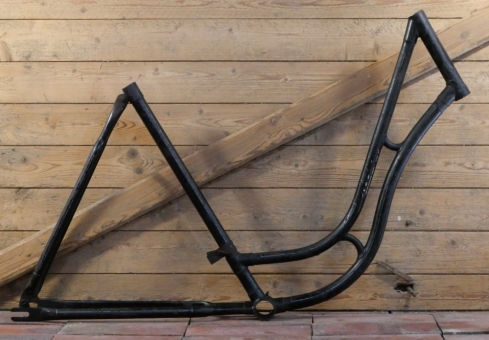 Fahrradrahmen MIELE, für Tourenrad, Damen, 28 Zoll, Stahl, 50er J., schwarz, Linien weiß, gebr. 