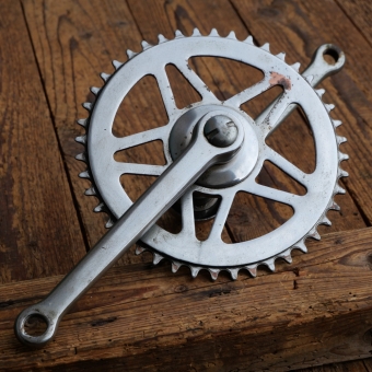 Tretlager universell, verstärkte Ausf., orig. 30er-50er Jahre, verchromt, Glocke-Vierkant, gebr. 