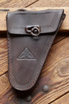Werkzeugtasche LOHMANN für Herrenrad, Echtleder, dunkelbraun, original 30er/50er Jahre, gebraucht 