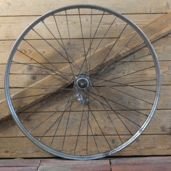 Hinterrad 26 Zoll (559), für Drahtbereifung, original 1951, F&S-Nabe und Felge verchromt, gebr. 