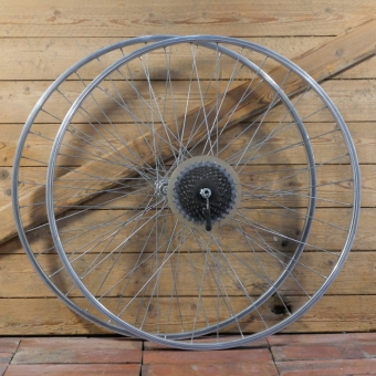 Laufradsatz 28 Zoll (622) ALESA Alufelgen für Drahtbereifung, Hinterrad mit SACHS 3x7-Nabe, gebr. 