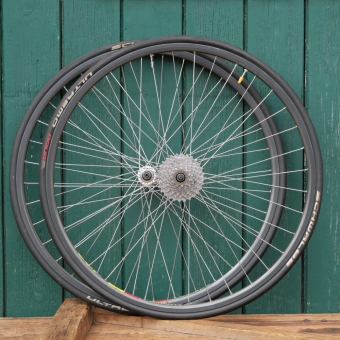 Laufradsatz für Drahtbereifung 28 Zoll (622), 1990er J., für Rennrad,  MAVIC Felgen SHIMANO Naben, gebr. 