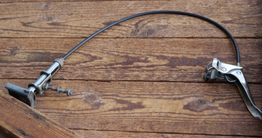 Stempelbremse REICH mit Seilzug u. Hebel, orig. 50er J., verchromt, gebr. 