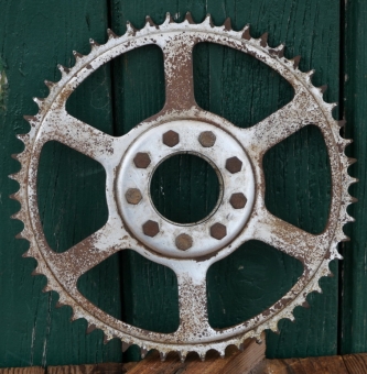 Antriebskettenblatt zur Nabenflanschmontage am Hinterrad, passend für Mopeds und Hilfsmotoren, 54 Z., gebr.  