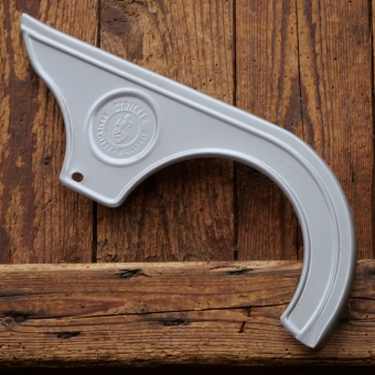 Kettenschutz STRICKER, silbergrau, für Sportrad, Länge ca. 32 cm, orig. 50er/60er J., NOS 